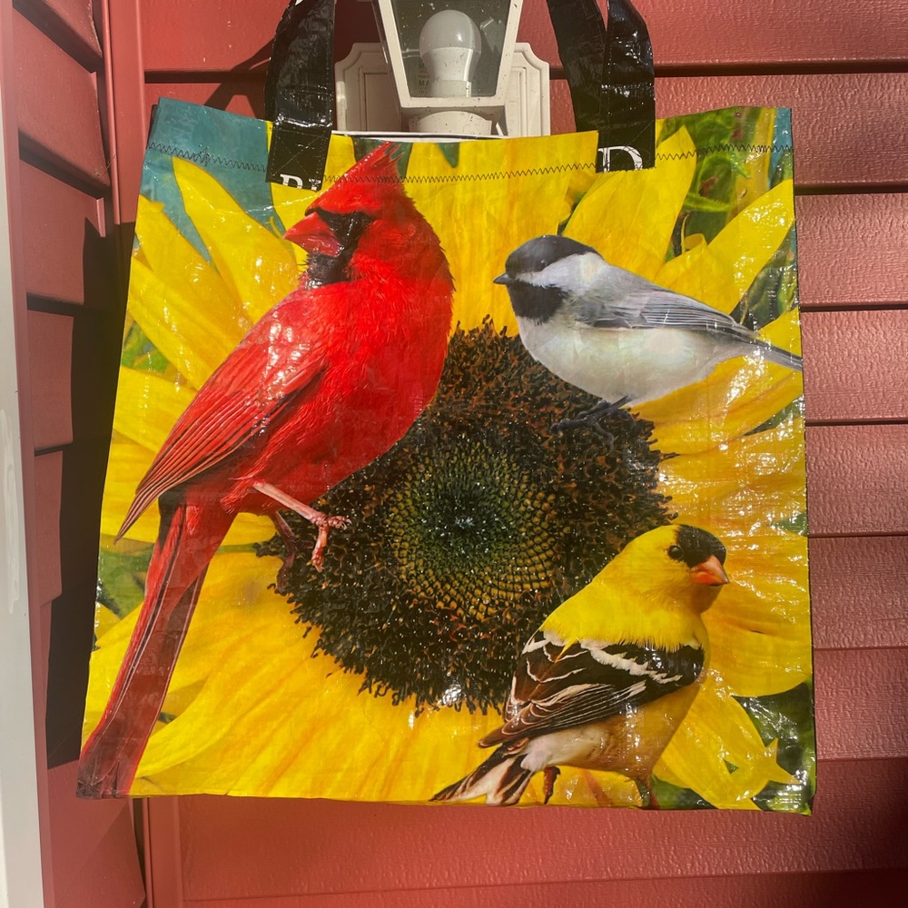 3/$15 Upcycled Colorful Bird and Sunflower Shopping Bag/Tote